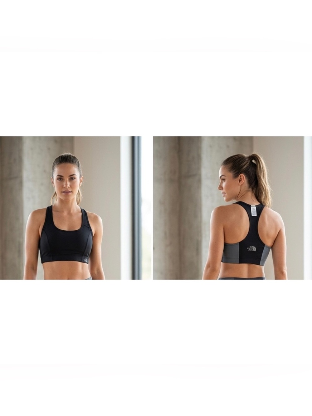 The North Face Black & Gray Racerback Sports Bra S Tags #SportsBra #MadeInUSA